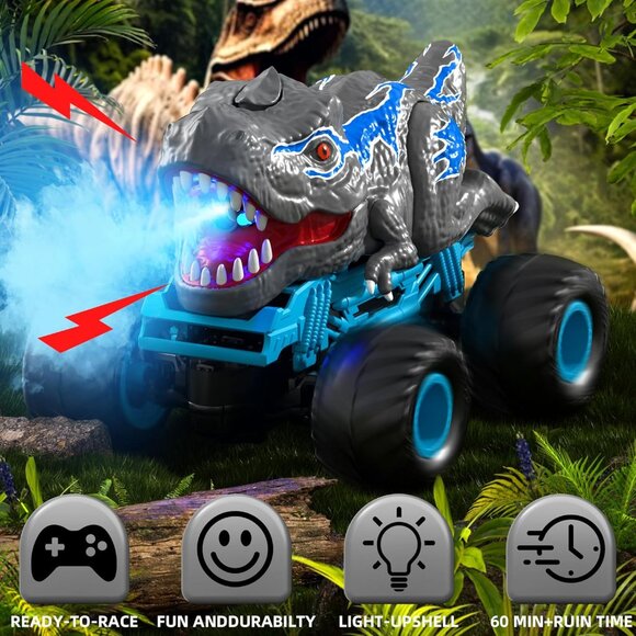 Remote Control Dinosaur Car Toy 301-22 Light Music Roar Spray RC Truck for Kids - Picture 2 of 7